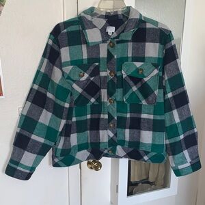 Time and Tru Green Plaid Jacket